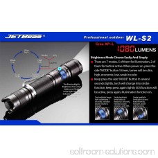 JETBeam WL-S2 LED Flashlight - 1080 Lumens - CREE XP-L LED - Runs on 2x CR123A or 1x 18650 Batteries